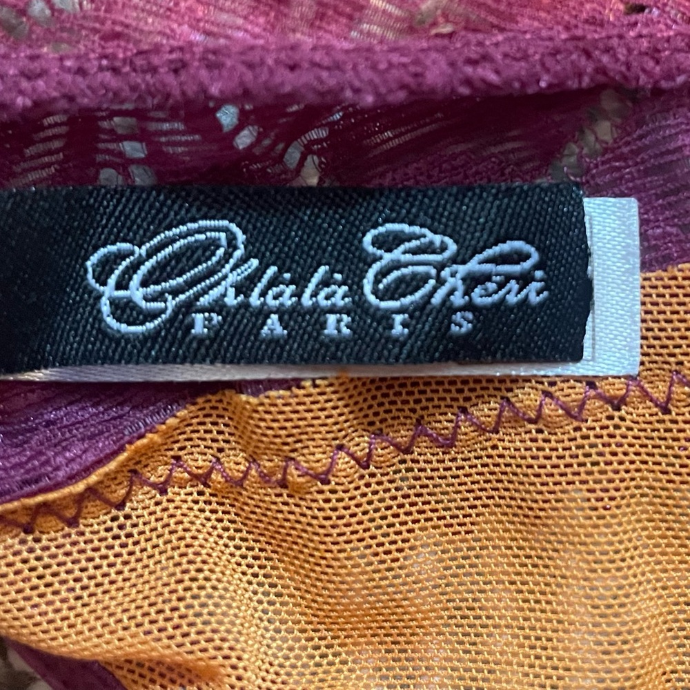 Oh La La Cheri Paris Maroon and Orange Lace Lingerie